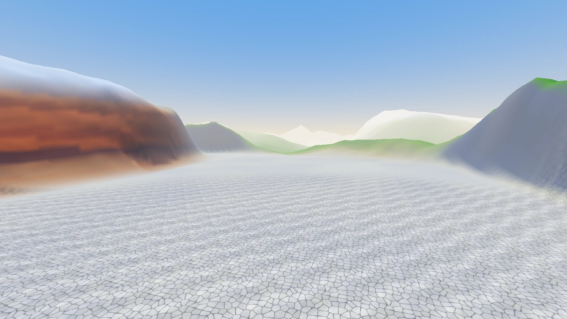 Pale salt flats framed by mountains in the official LiteTerrain gallery