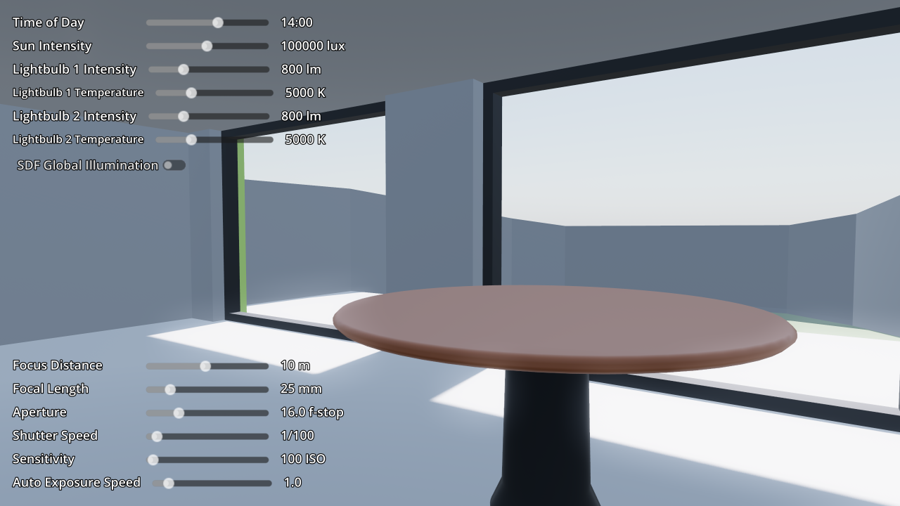 Physical Light and Camera Units Demo