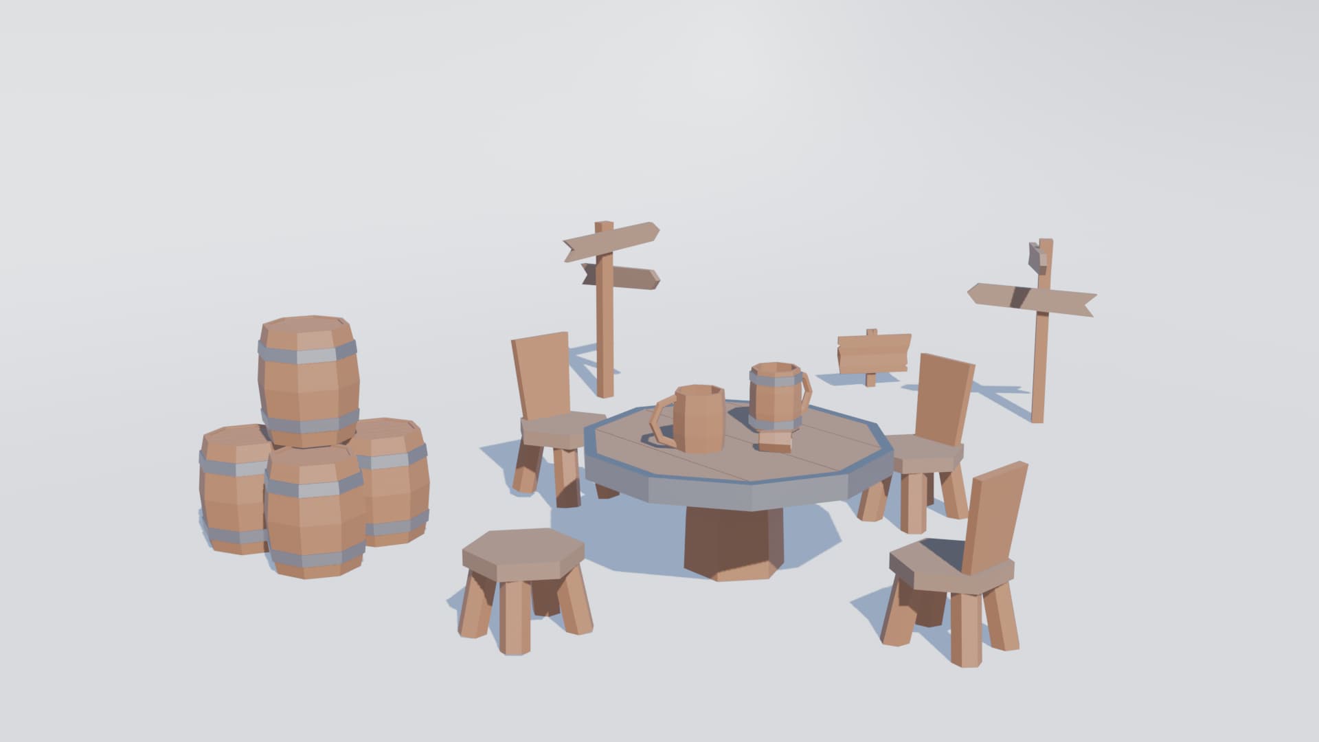 Low Poly Basic Medieval Props