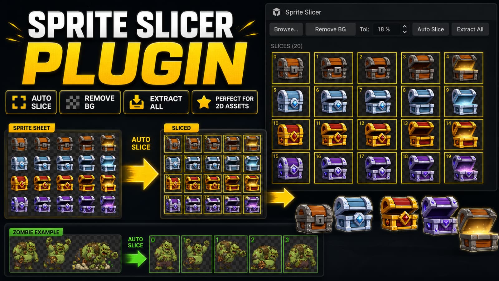 SpriteForge - Auto Smart Sprite Slicer , BG Remover & Editor