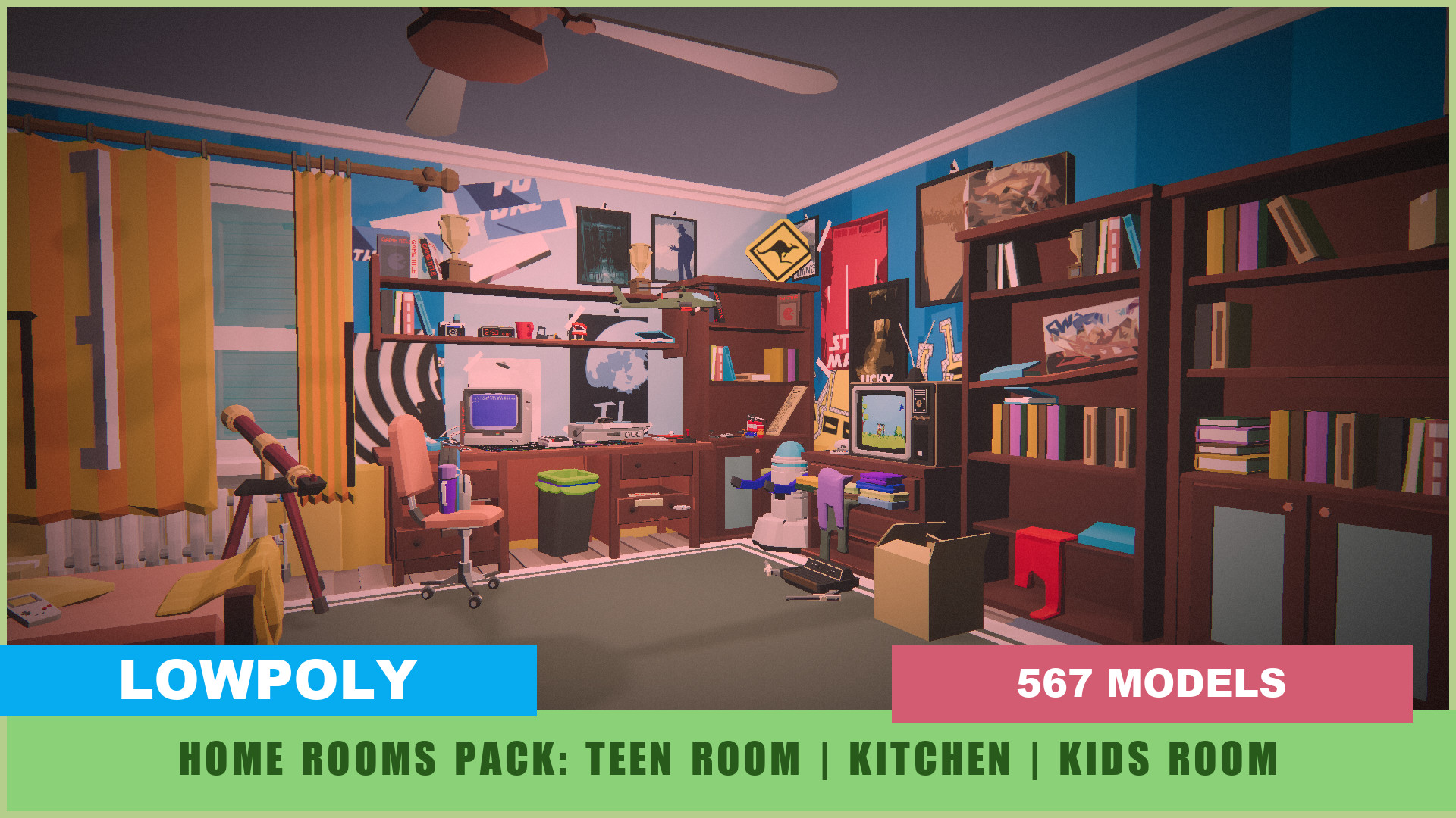 Analog Memory - 80s Retro Rooms Interior Kit for Godot 4